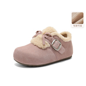 新款 百丽毛毛鞋 雪地靴B2829DM5 女鞋 子2025冬季 粉色勃肯鞋 加绒棉鞋