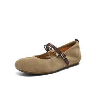 百丽浅口复古串珠玛丽珍鞋女鞋2026春季新款软底真皮单鞋B2994AQ6