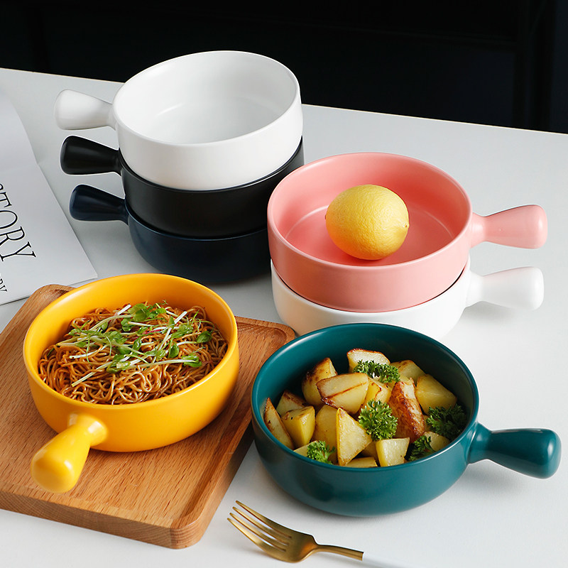 Ceramic covered individual student creative oven baking rice bowl