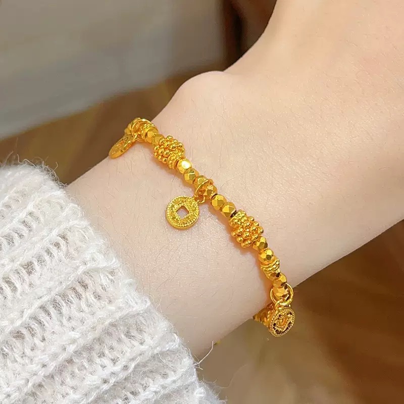 金店同款沙金手链女盘缠手串