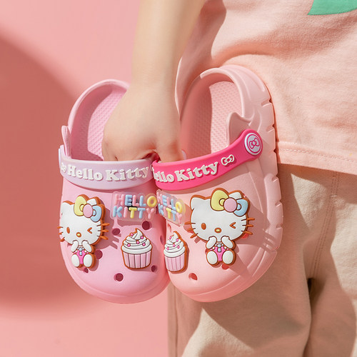 HELLO KITTY凯蒂猫小女孩儿童洞洞鞋夏季包头防滑家居卡通凉拖鞋 - 封面