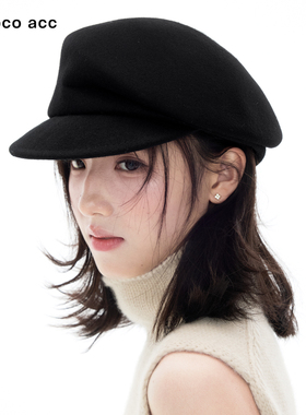 Lacoco复古纯羊毛报童帽女