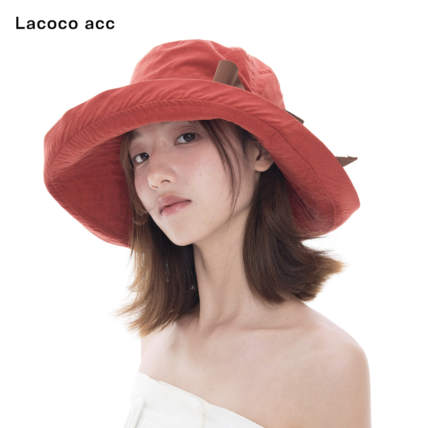 Lacoco 落日赫本！复古出游氛围感渔夫帽帽夏季大檐遮阳防晒帽女