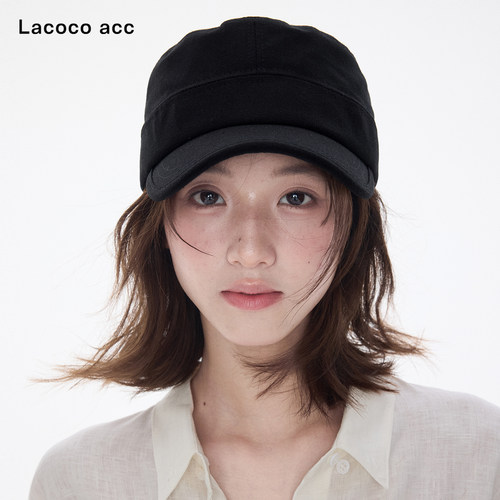 Lacoco韩系黑色平顶鸭舌帽