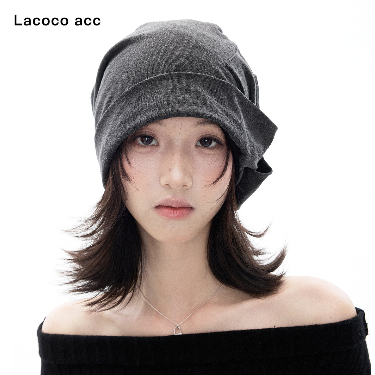 Lacoco 复古慵懒感堆堆帽2026秋季大头围素颜包头帽显脸小冷帽女