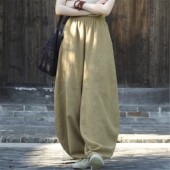 棉麻文艺复古禅修太极裤 苎麻打坐灯笼裤 子女炒色做旧休闲春秋新款