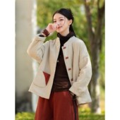 棉麻夹棉外套女秋冬高级感复古中式 棉袄盘扣禅意棉服加厚保暖棉衣