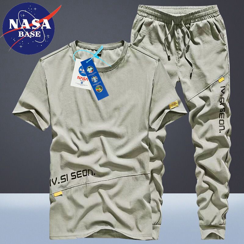 NASA联名男士短袖夏季冰丝套装