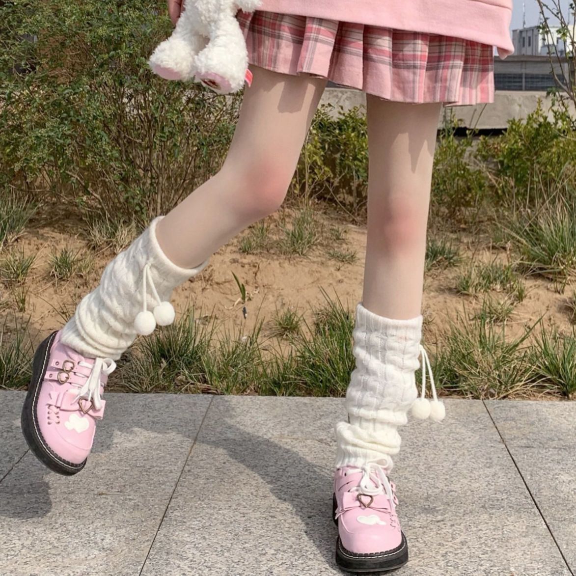 日系jk护腿套袜子毛线堆堆袜套女秋冬学生韩版针织中筒袜