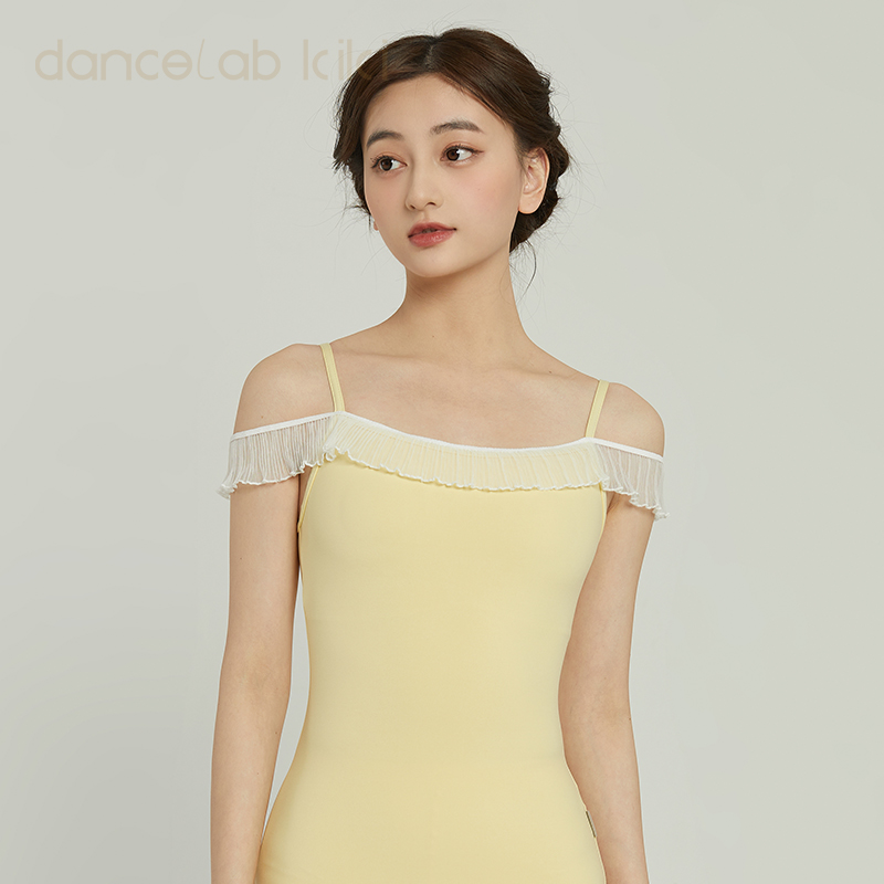 dancelab kiki芭蕾舞练功服嫩黄色吊带花边体服小仙女成人 运动/瑜伽/健身/球迷用品 芭蕾舞服 原图主图