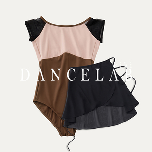 撞色插肩袖 形体服Nora kiki芭蕾舞练功服网布拼接短袖 dancelab