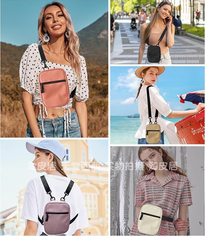 40541美国单~几种背法!时尚百搭手机包胸包腰包斜挎包双肩包0.22