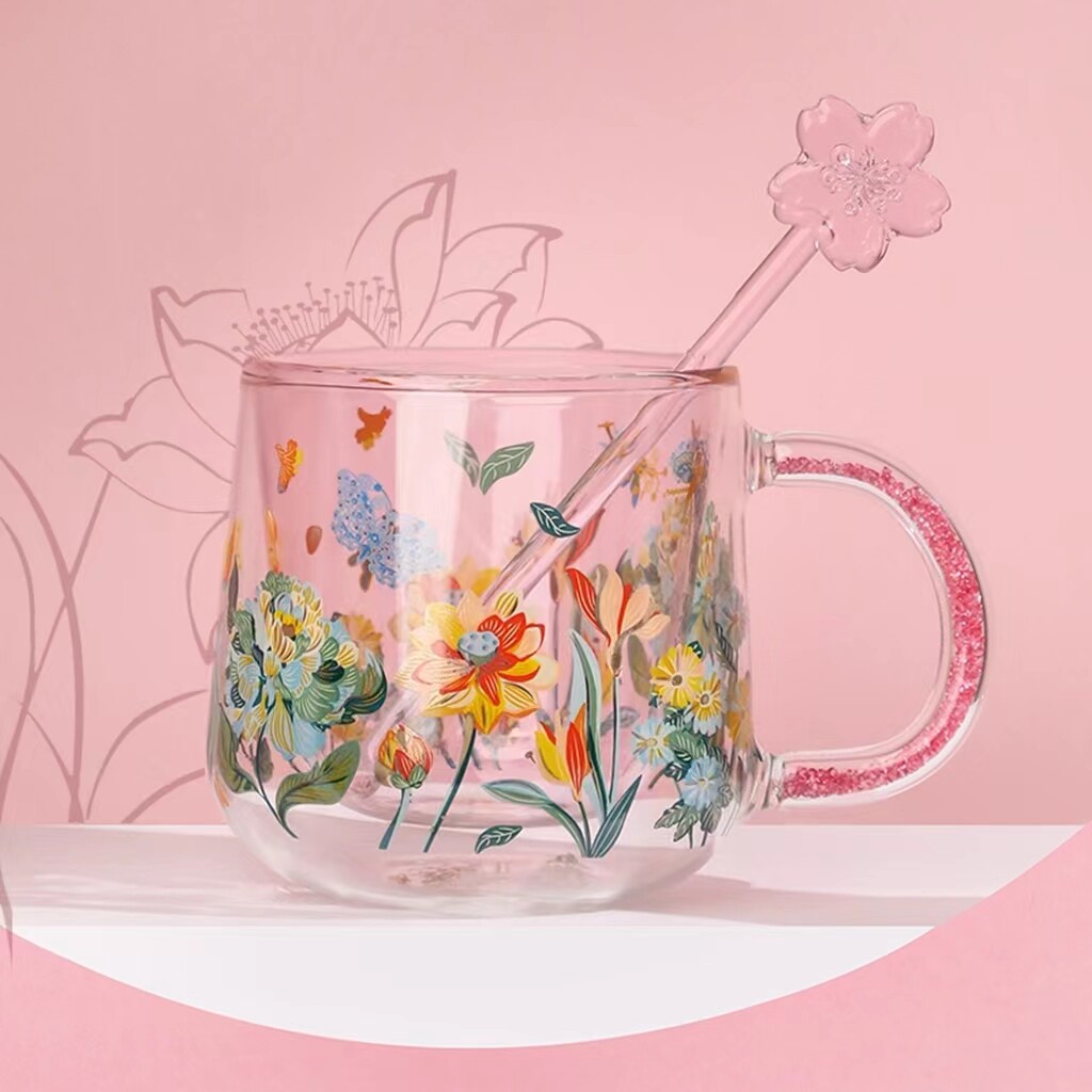 故宫紫禁花语双层玻璃杯