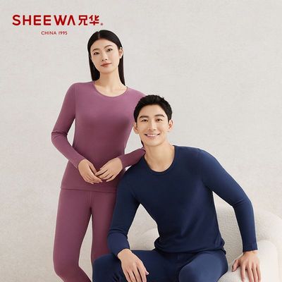 兄华秋冬男士舒绒棉保暖套装女士圆领中领秋衣秋裤全套