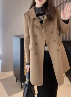 今年流行特惠241068大爱美依缘2025秋季新款时尚翻领双排扣毛呢