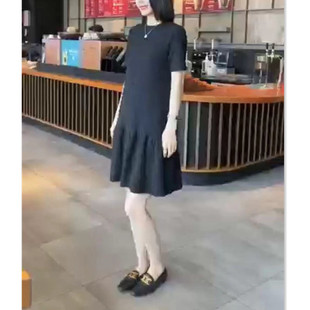 今年流行特惠88295大爱美依缘2026夏季新款黑色圆领纯色中长款