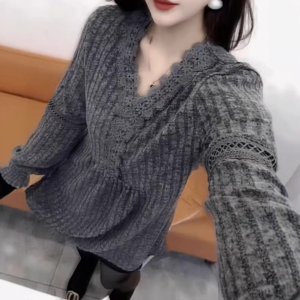 今年流行特惠241199大爱美依缘2025秋冬新款时尚长袖V领T恤减龄