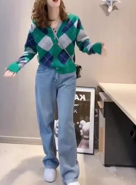 今年流行特惠24930大爱美依缘2025秋季新款韩版菱格长袖开衫休闲