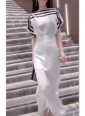 今年流行特惠88337大爱美依缘2025夏季新款时尚黑白条纹上衣高腰