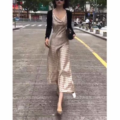 今年流行特惠23113大爱美依缘2025春夏新款韩版洋气波点连衣裙+