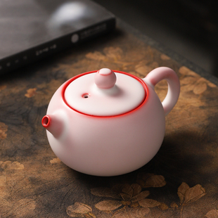 故龙窑粉色汝窑西施壶陶瓷泡茶壶少女心家用大号小号单个功夫茶具
