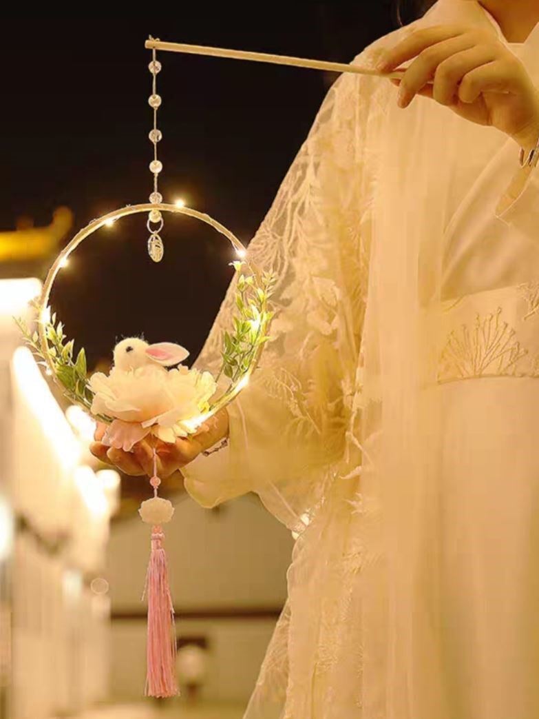 2024新年灯笼兔子创意幼儿园儿童手提手工制作DIY材料包月兔花灯