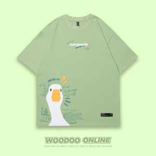 设计师品牌 男女T恤 创意趣味卡通oversize WOODOO 数学家鸭