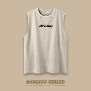含章未曜 WOODOO 设计师品牌 亲肤复古字母印花外穿撞色 男女背心