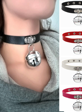 原宿日本朋克摇滚软妹皮质铃铛吊坠项圈项链女短款锁骨链脖链颈