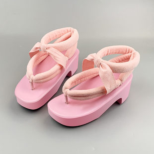 软底高跟鬼灭之刃恋柱甘露寺蜜璃cos鞋子动漫游戏cosplay木屐草屐