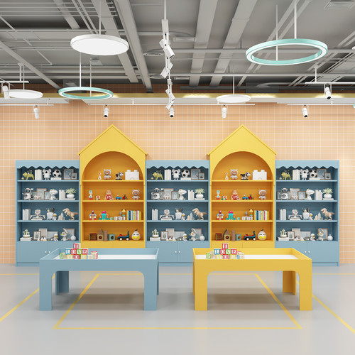 木质diy手工玩具店货架展示柜