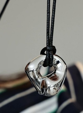 欧美新款皮绳可调节项链重工曲面设计钛钢PVD真金女