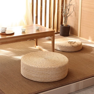 日式加厚圆形榻榻米蒲团坐垫静坐垫禅修垫地上打坐拜佛地板蒲草垫