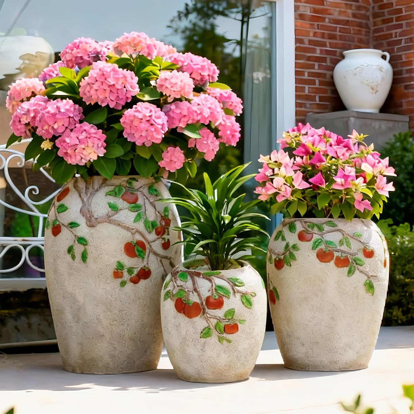 户外庭院创意雕花装饰阳台花盆摆件景观造景布置种植箱高颜值轻奢
