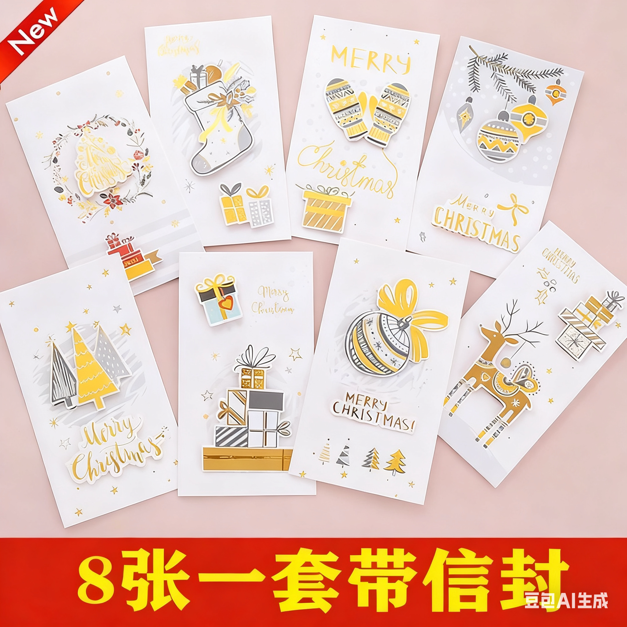 韩国创意高档烫金圣诞节立体贺卡送员工商务祝福平安夜感谢小卡片