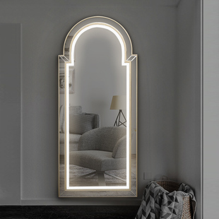 拱形镜子全身穿衣镜ins卧室少女家用落地镜服装 店轻奢显瘦试衣镜