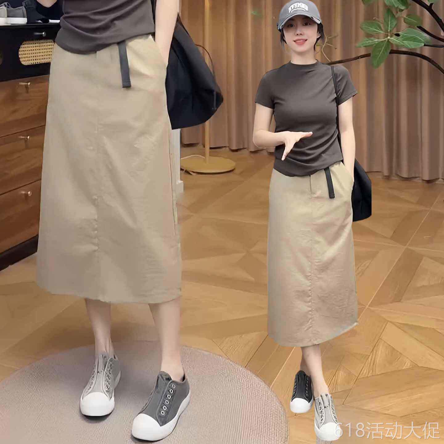 巨好看初夏半身裙女2026新款今年流行夏薄款直筒工装裙中长版半裙