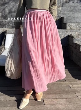 MADEINOST慵懒飘逸半身裙女2025秋高腰显瘦中长裙a字大摆复古伞裙