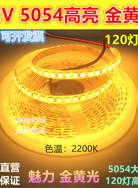 12V超亮led5054金黄色灯带滴胶防水2200K金黄光软灯条酒吧KTV装饰