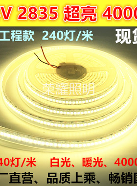 高亮240灯led灯带4000K防水12V2835贴片24v中性光自然太阳光灯条