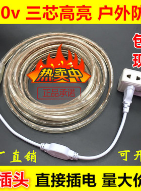 led灯带 防水220V高压5050超亮线灯客厅吊顶彩色白红蓝光带软灯条