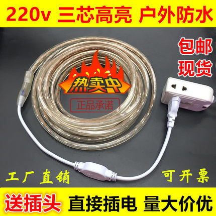 led灯带 防水220V高压5050超亮线灯客厅吊顶彩色白红蓝光带软灯条