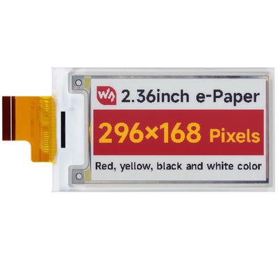 2.36寸e-Paper黑白红黄四色电子墨水屏裸屏296×168像素视角宽170