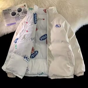 小熊两面穿棉服男款冬季加厚立领港风棉袄宽松情侣学生棉衣外套