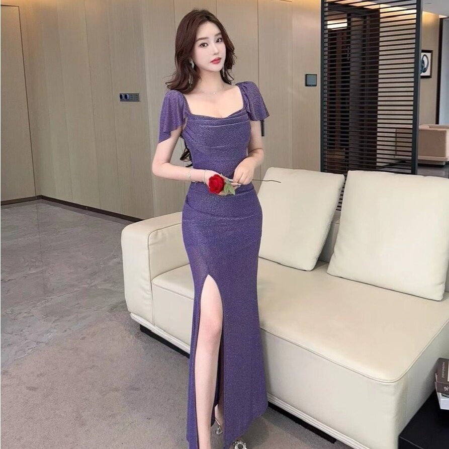 辣妹性感低胸V领短袖连衣裙女装