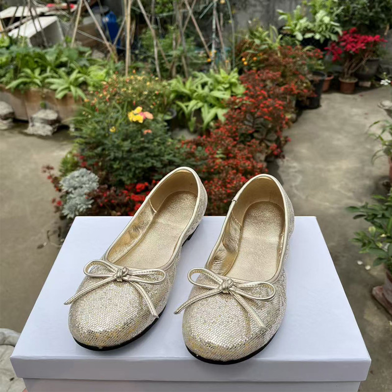 孝昌起点蝴蝶结芭蕾鞋外穿法式平底鞋浅口一脚蹬软底小金鞋单鞋女