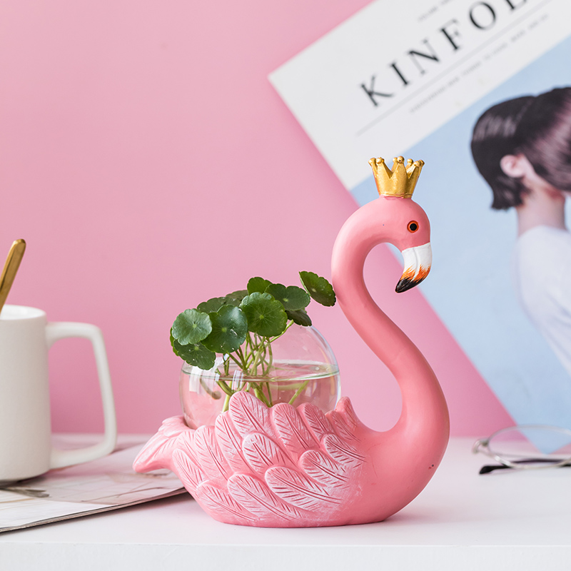 Creative Flamingo xanh củ cải container thủy canh hoa trang trí lọ hoa trang trí phòng khách Bắc Âu chậu thủy tinh trong suốt