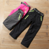 夹裤 女童加绒拼接脚口长裤 冬季 中大童男童防水双层滑雪裤 新款 童装