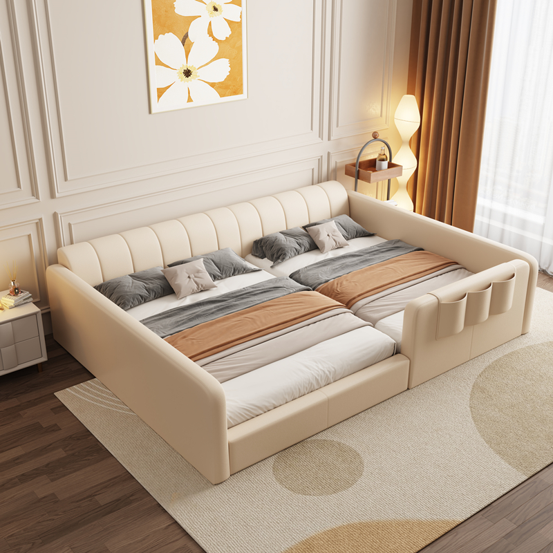 法式奶油风亲子床加宽可分可合