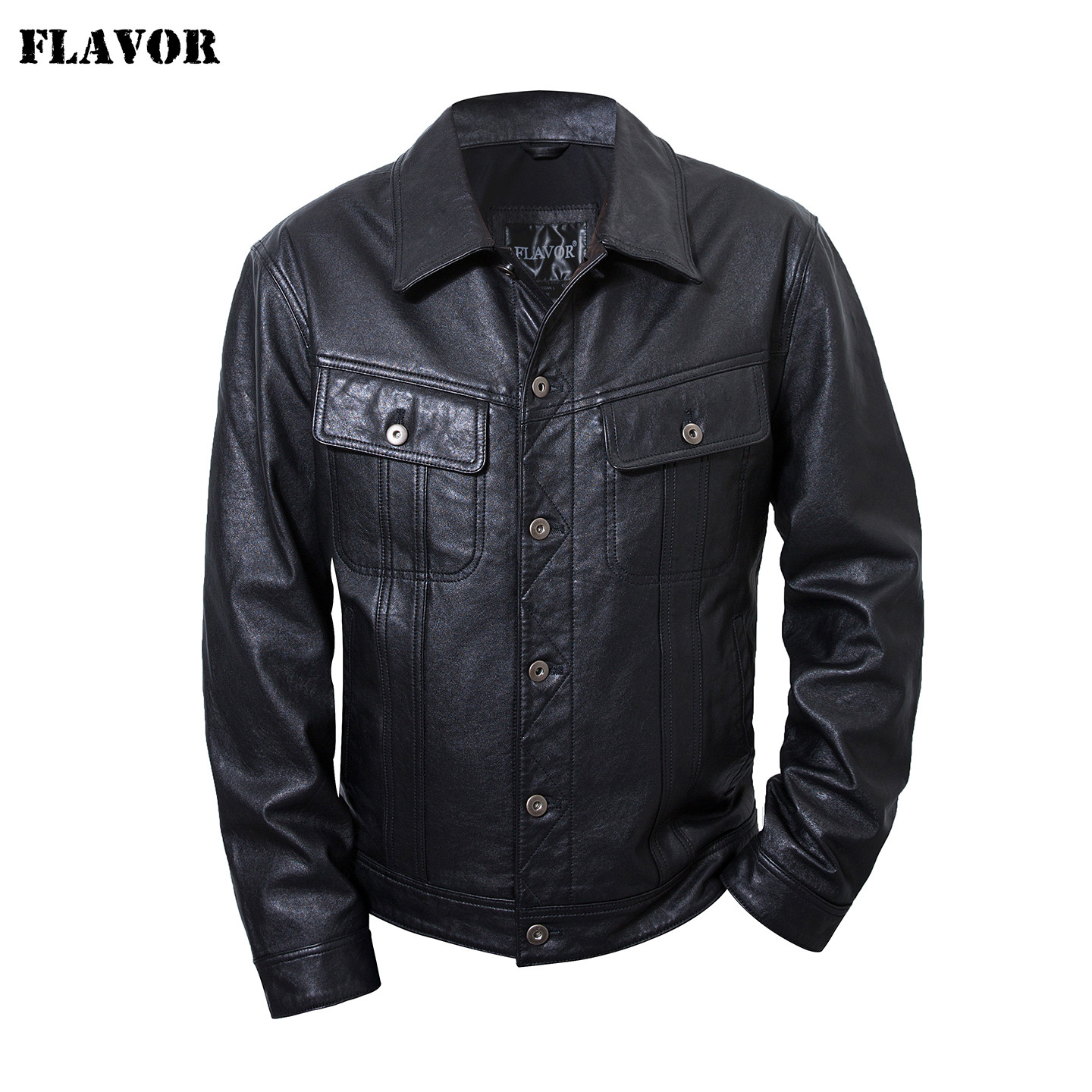 FLAVOR/佛兰诺2026新款真皮牛皮夹克 男士皮外套复古休闲沉稳皮衣